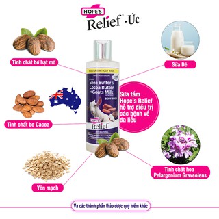 Sữa tắm sữa dê tươi, bơ ca cao chăm sóc da khô ngứa, eczema, vảy nến Hope's Relife 250ml - Sữa tắm, xà bông, muối tắm | TheFaceHolic.com