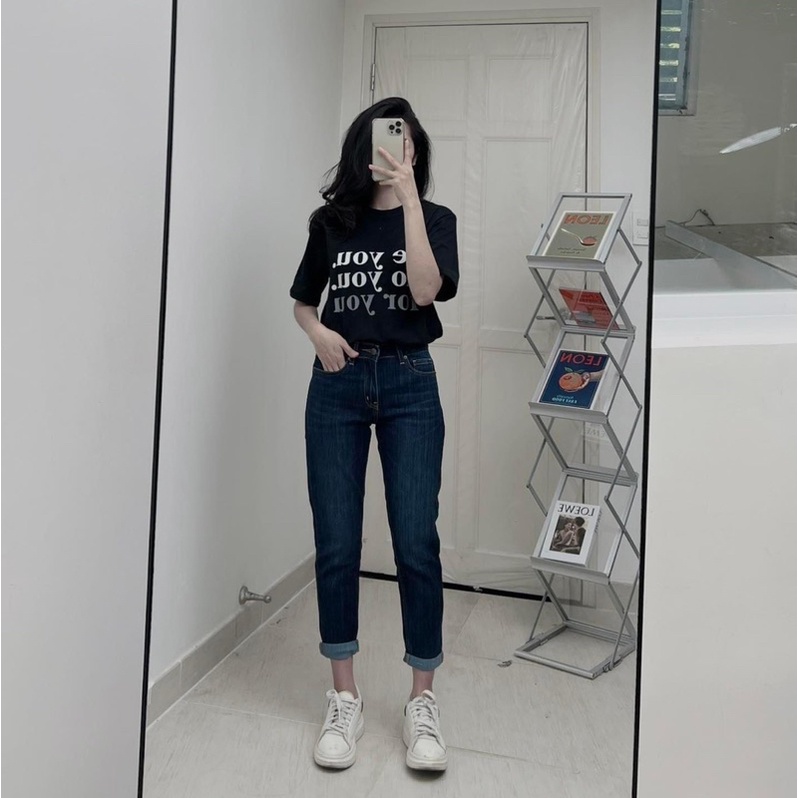 Quần Jean Nữ BAGGY TRƠN MANGO chất jean co giãn dày dặn phom quần chuẩn xịn phom 9 tấc