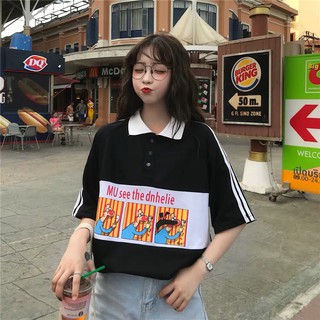 Áo thun Ulzzang POLO MU SEE THE DNHELIE tay lỡ