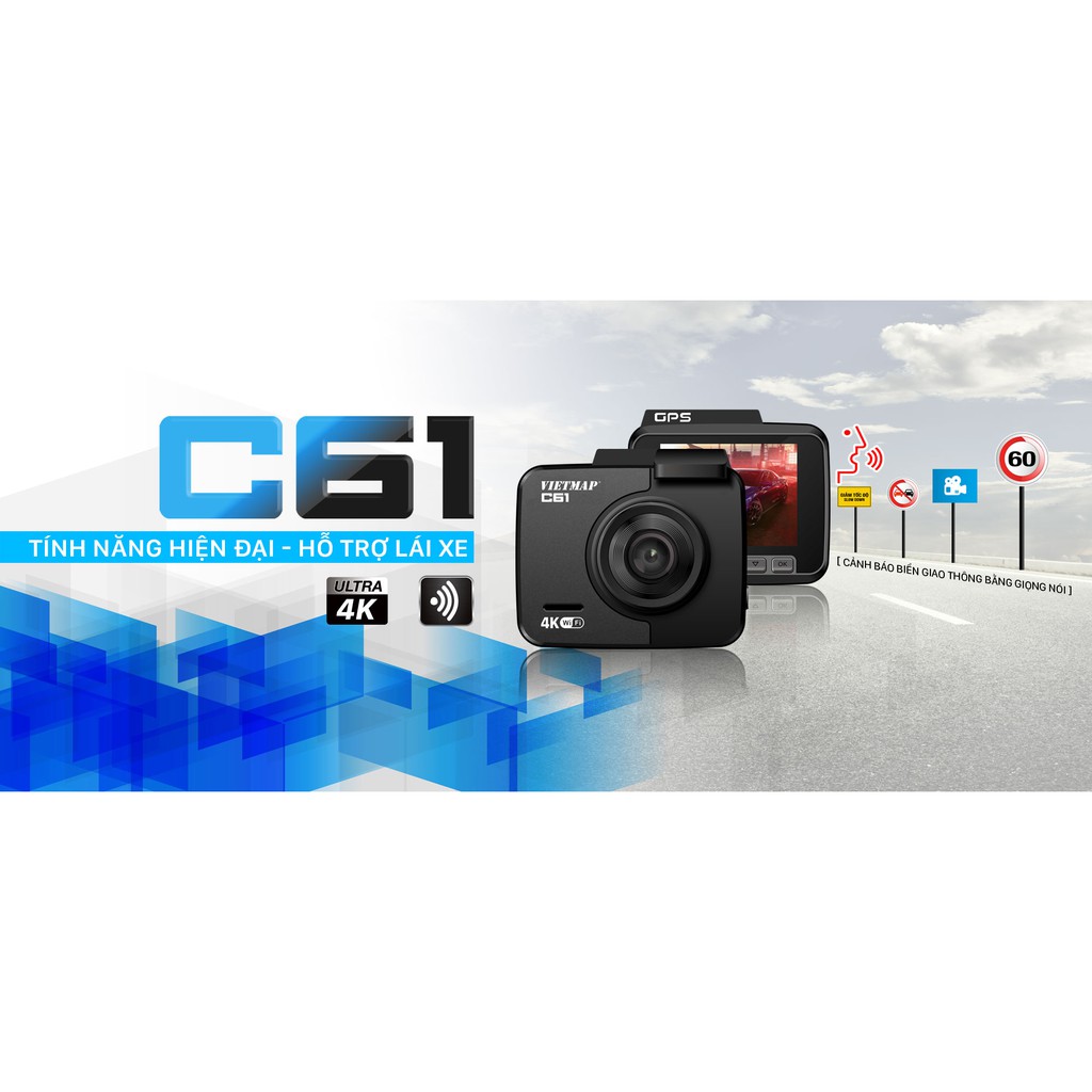 VIETMAP C61 PRO - Camera hành trình 4K Cảnh Báo Giao Thông Giọng Nói - Nâng cấp âm thanh - HÀNG CHÍNH HÃNG