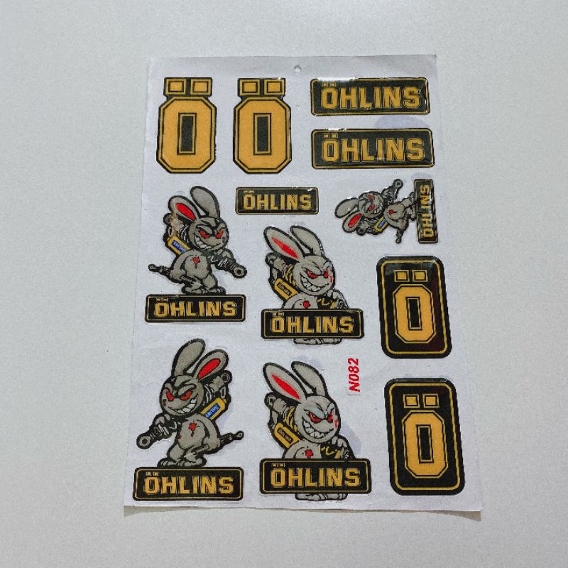 Tem nổi thỏ cầm phuộc olin nhiều màu cao cấp dán xe máy, ô tô, mũ bảo hiểm chống thấm nước, chống bay màu
