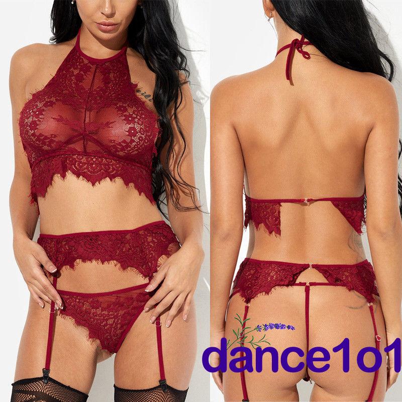 Bộ đồ ngủ phối ren kèm quần lót chữ G gợi cảm cho nữ