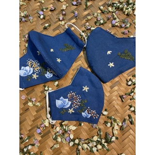 Khẩu trang thêu tay vải linen
