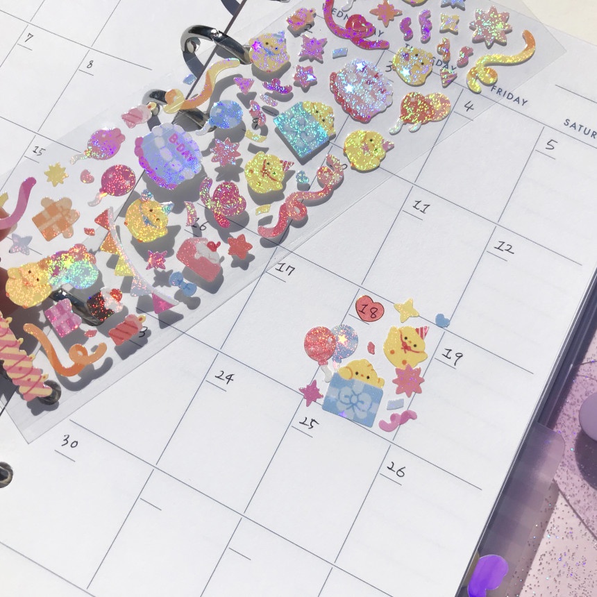 Sticker PET Lấp Lánh Glitter Pompomroom Dán Toploader Cute