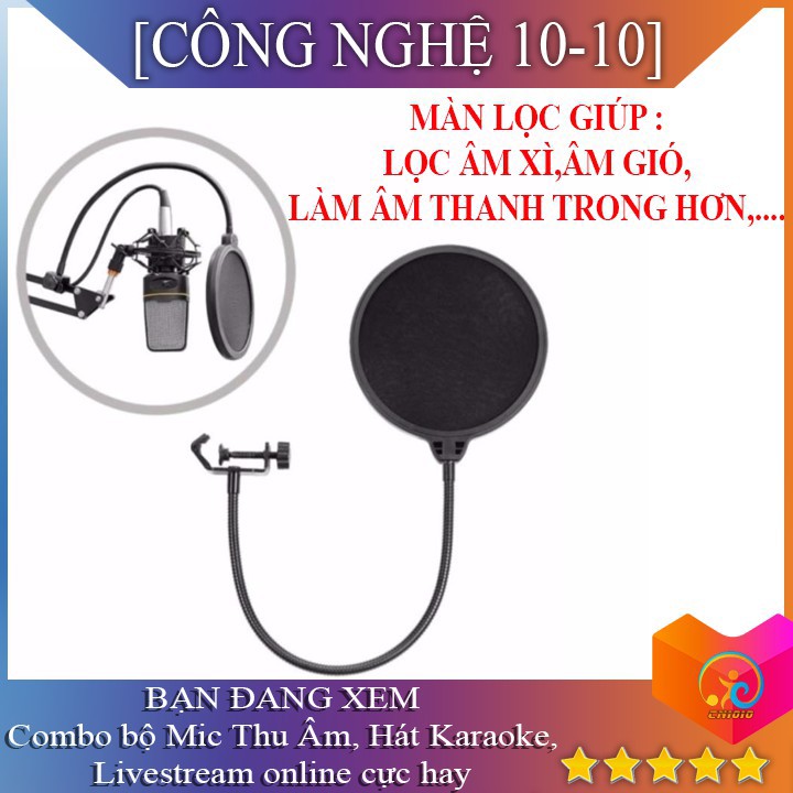 Bộ mic hát livestream thu âm karaoke AT100 sound card H9 cao cấp có Aotu tune chuyên nghiệp