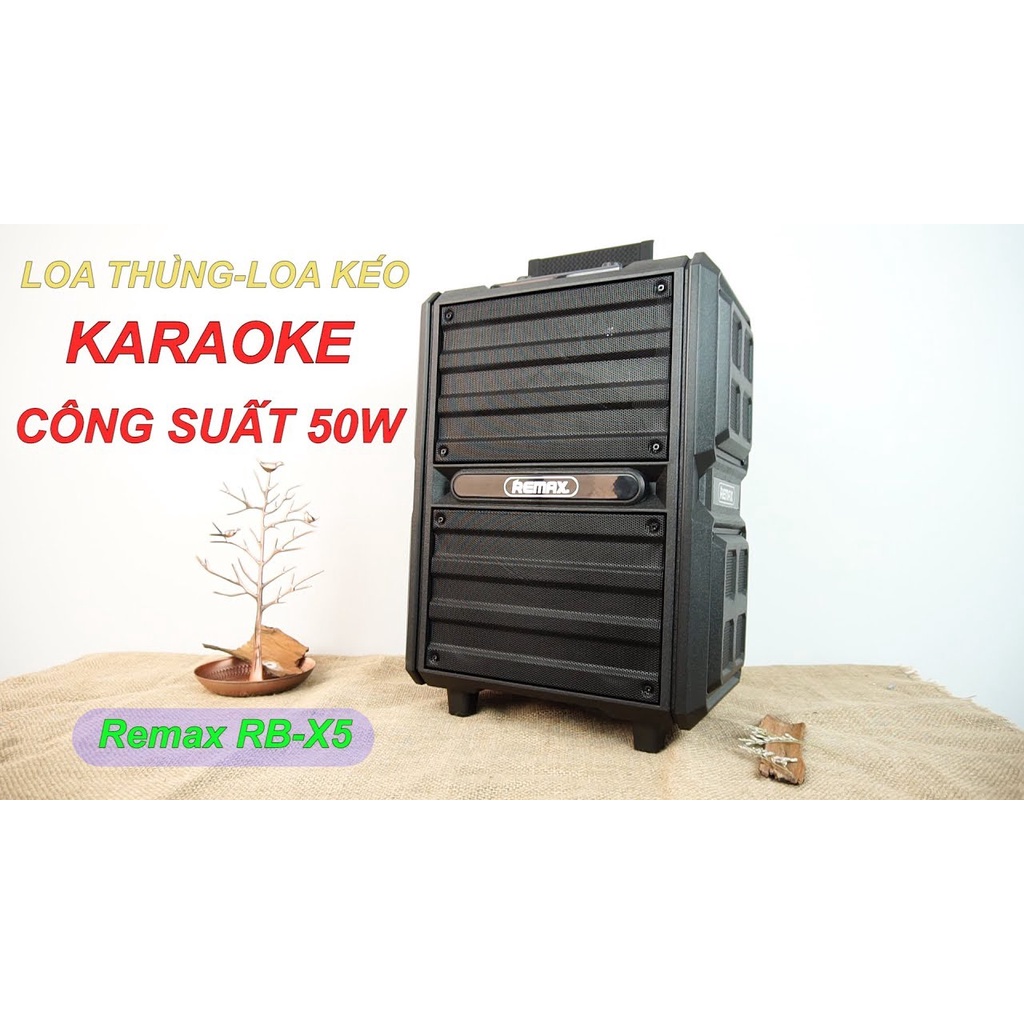 Loa Bluetooth ngoài trời công suất lớn Remax RB-X5 kèm 2 míc karaoke