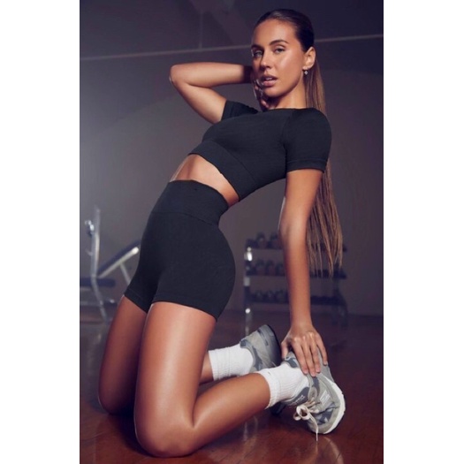 Set đồ tập gym nữ, Đồ tập yoga aerobic thể thao gồm áo croptop quần đùi tập gym