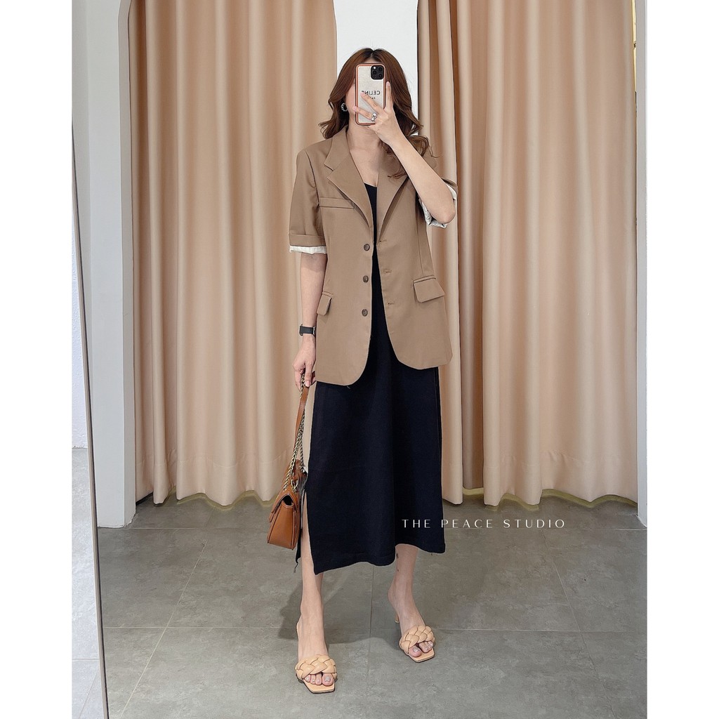 [Mã FATHANG5 giảm 10K đơn 50K] Áo blazer lót vai tay ngắn , Peace House Clothing | BigBuy360 - bigbuy360.vn