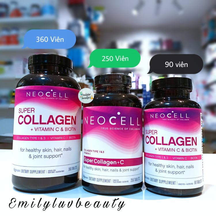 Neocell Super Collagen + C type 1&3 đủ 3 size