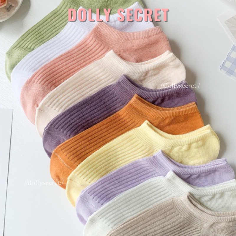 Tất vớ lười cổ ngắn sợi tre nhiều màu pastel trơn cute dễ thương DOLLY SECRET T18