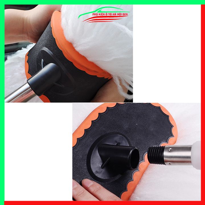 Chổi lau xe trắng chổi rửa xe ô tô sợi siêu mềm cán dài 95cm