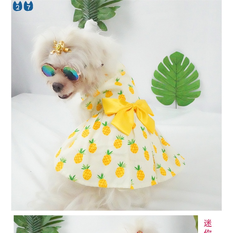 Đầm họa tiết quả dứa/cherry dễ thương cho thú cưng