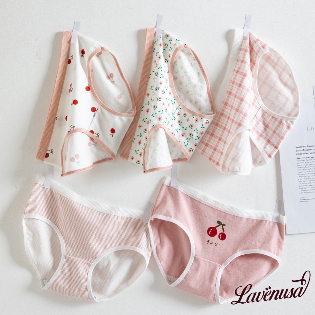 Quần lót nữ cotton kháng khuẩn thoáng khí họa tiết đáng yêu LAVENUSA QL59