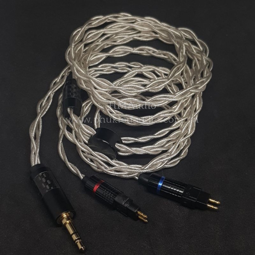 Dây tai nghe đồng mạ bạc OFC 1.2mm tết 4 - Sennheiser HD650 HD600 HD660s HD25