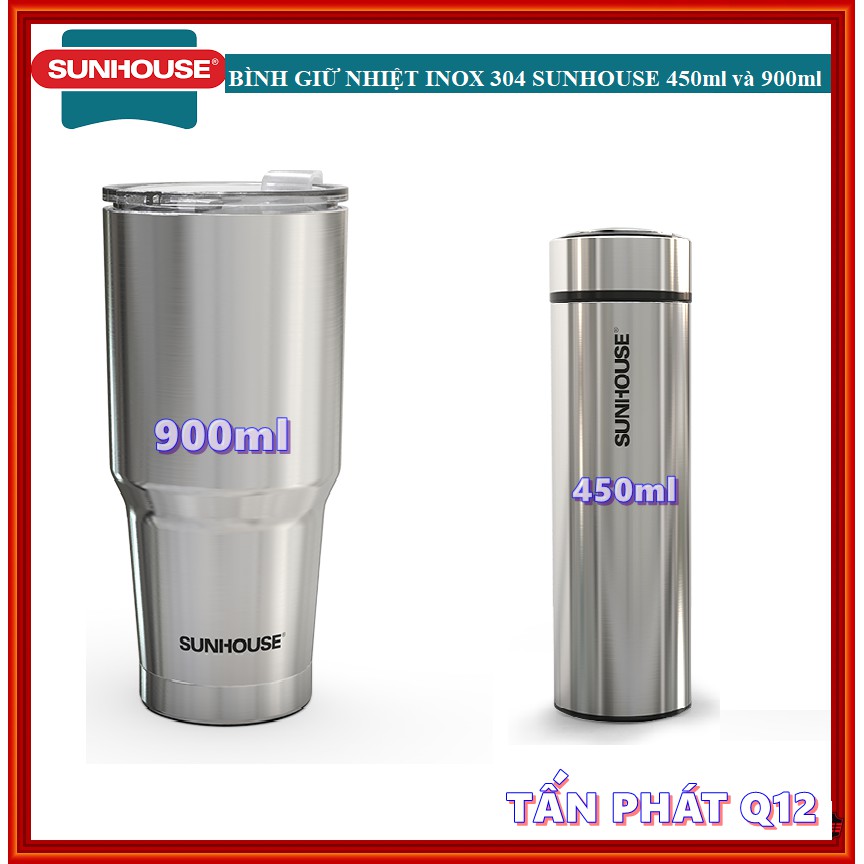 BÌNH GIỮ NHIỆT INOX 304 SUNHOUSE 450ML VÀ 900ML