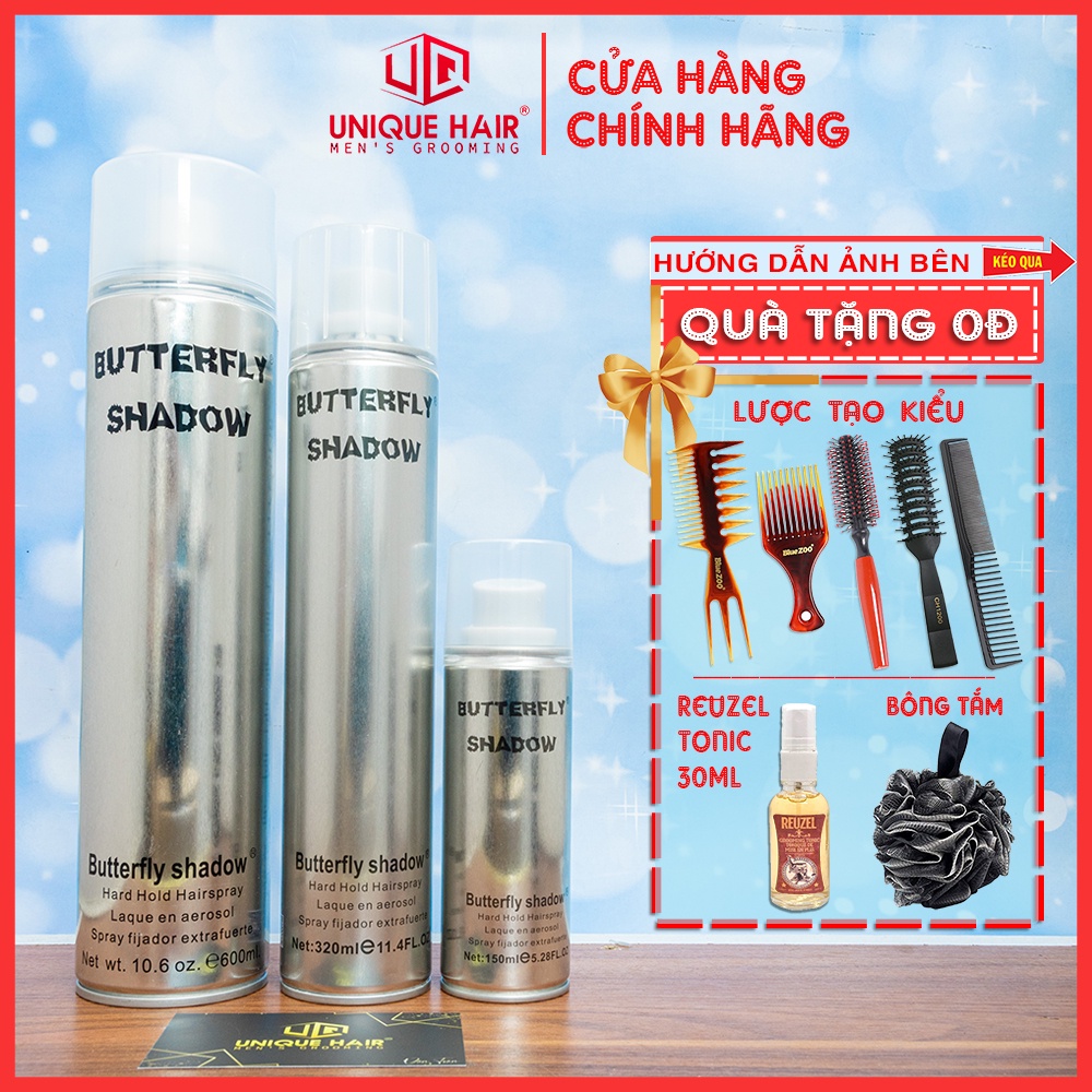 [CHÍNH HÃNG STORE HÀ NỘI] Gôm keo xịt giữ nếp tóc Butterfly Shadow 320ml - 600ML Siêu Giữ Nếp