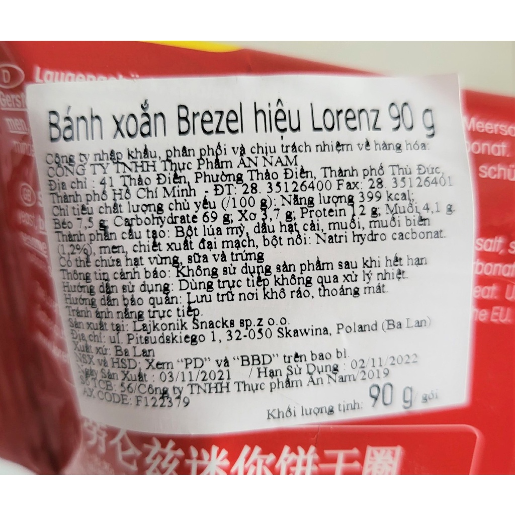 BÁNH XOẮN BREZEL  LORENZ Saltletts Brezel