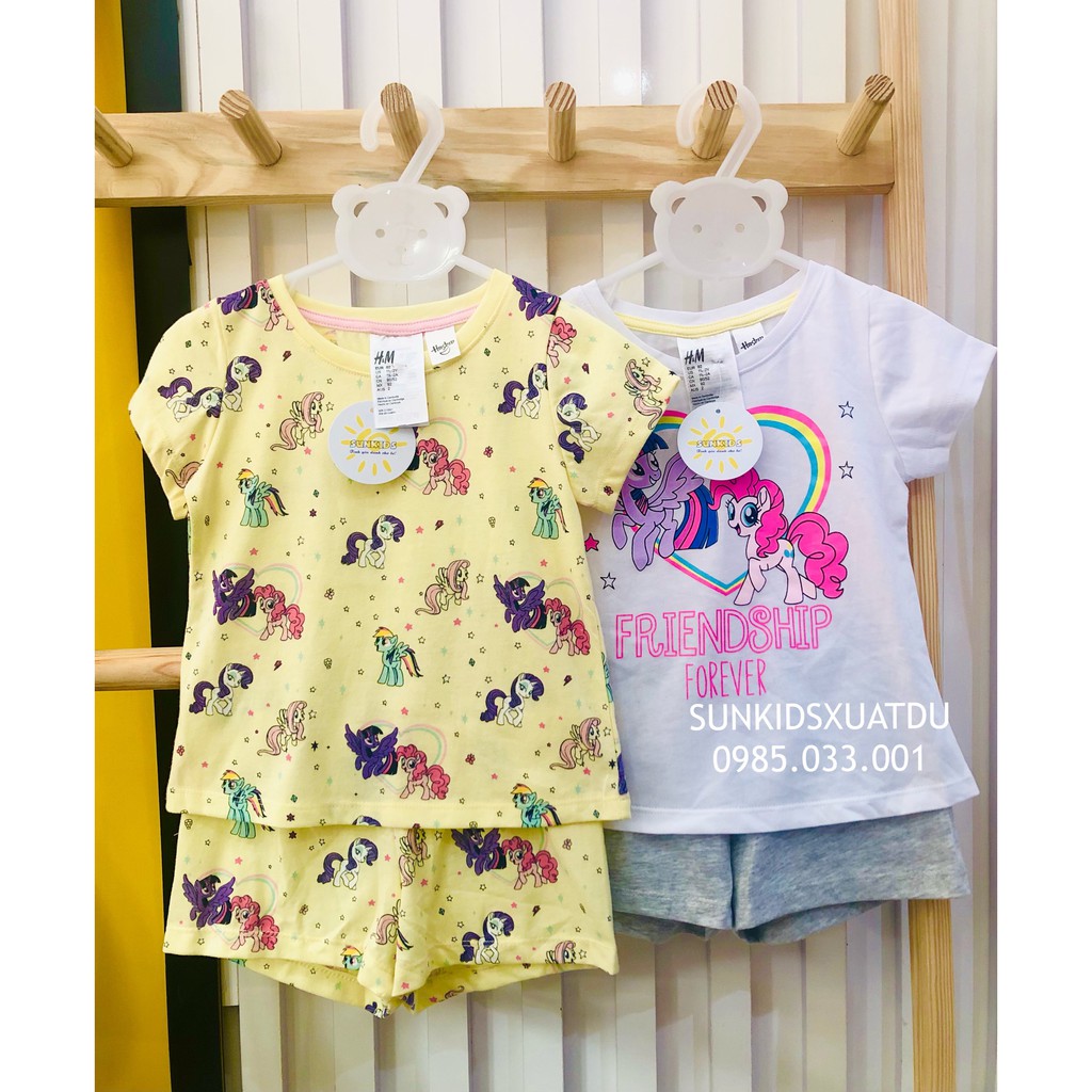 Bộ cotton bé gái hình ngựa pony