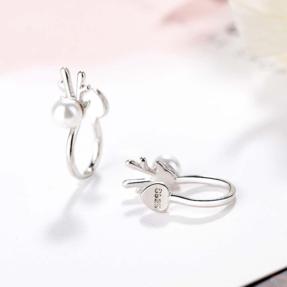 Set 2 Khuyên Tai Dạng Kẹp Không Cần Lỗ Tai MXMUSTY|Khuyên Kẹp Sụn Tai Hình Hươu Màu Sắc Đỏ Trắng Phong Cách Hàn Quốc