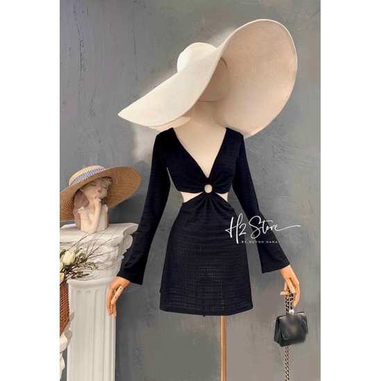 Đầm Ôm Body Khoét Eo Chất Dày Dặn , tay dài Cá Tính (Ảnh Tự Chụp) LY alohashop91