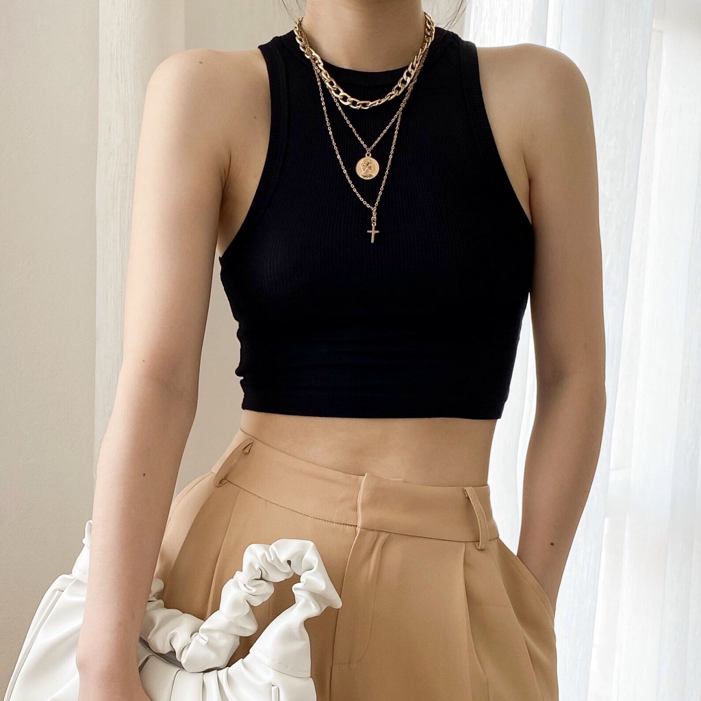 Áo Ba Lỗ Nữ Nhiều Màu, Áo Croptop Chất Len Tăm, Cổ Yếm - Choose Me