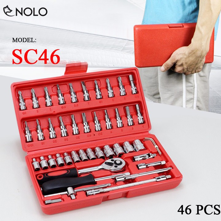 Bộ Dụng Cụ Cầm Tay Sửa Chữa 46 Chi Tiết Model SC46 Đa Chức Năng Chất Liệu Hợp Kim Chịu Lực