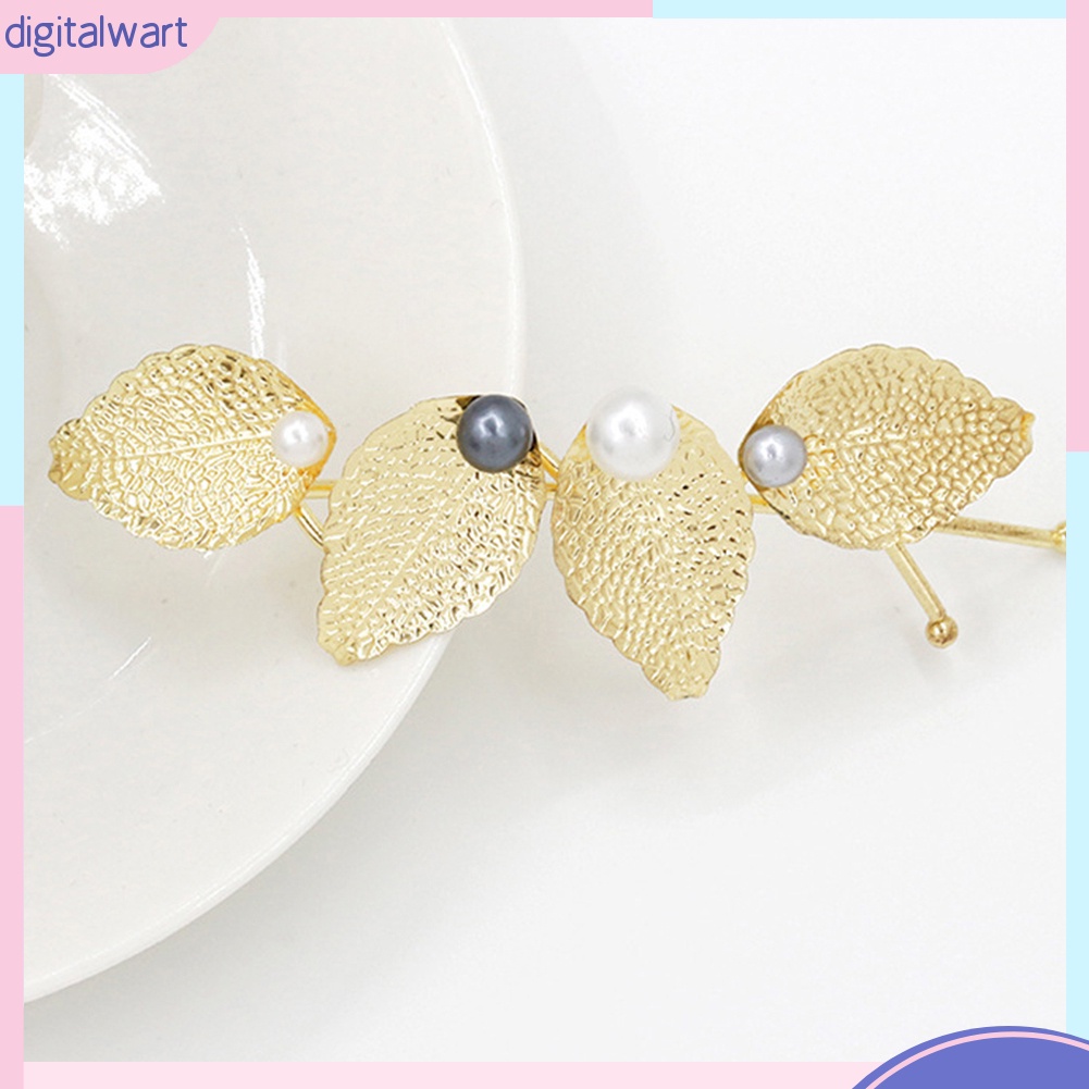 Trâm Cài Tóc Hình Chiếc Lá Đính Ngọc Trai Nhân Tạo Sang Trọng Dành Cho Nữ