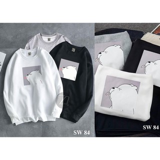 [UNISEX] Áo sweater mặt hình gấu trắng chất nỉ da cá 2m2 dày mịn form UNISEX nam nữ