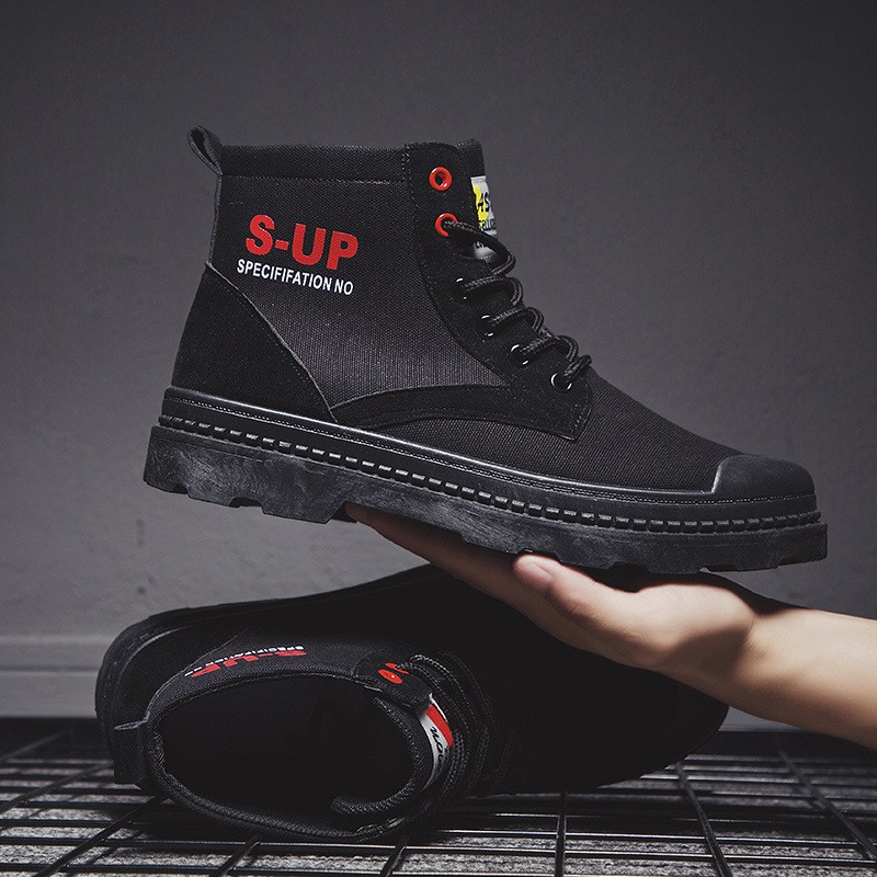 Giày Bốt Martin Vải Canvas Cổ Cao Phong Cách Retro Thời Trang Thu Đông Cho Nam 2021 | BigBuy360 - bigbuy360.vn