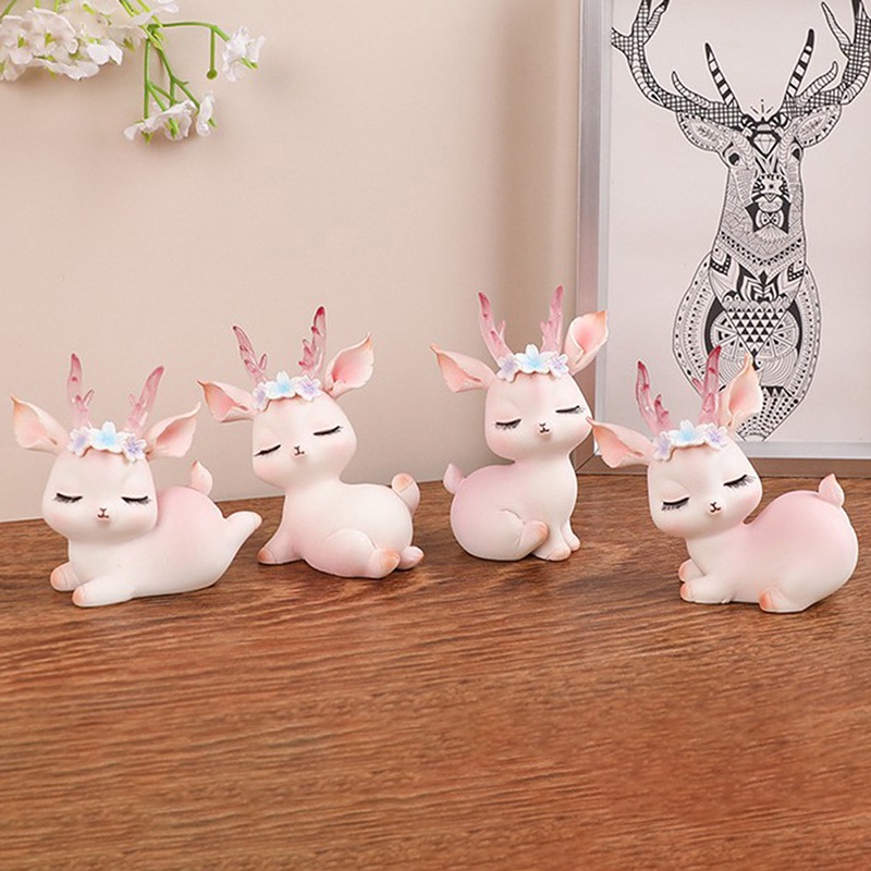 {FCC} Mini Sika Deer Figurines Resin Craft Miniatures Fairy Garden Decor Cake Ornament{yancrane3.vn}