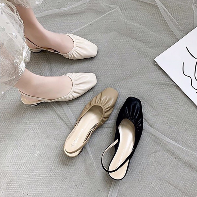 Giày Slingback mũi vuông đế tròn 3cm