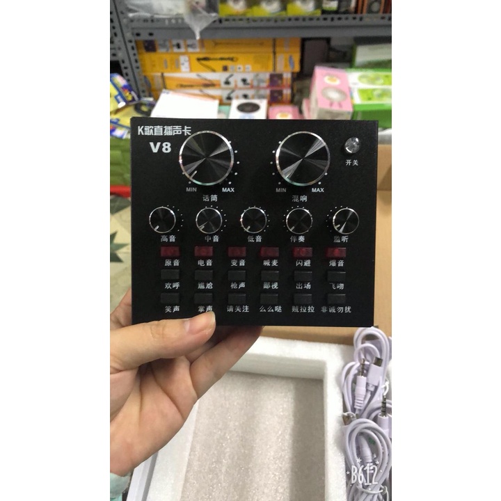 [Mã ELHACE giảm 4% đơn 300K] Sound Card Thu Âm Live Stream Hát Karaoke V8 Auto Tune