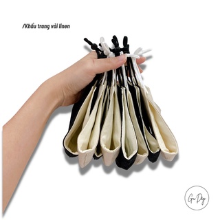 Khẩu trang vải linen Gu Dây trơn, đơn giản, thoáng mát và thấm hút mồ hôi tốt
