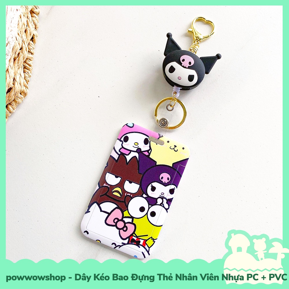 [Sẵn VN - Hỏa Tốc] Dây Kéo Bao Đựng Thẻ Nhân Viên Nhựa PC + PVC Mẫu Nhân Vật Hoạt Hình Sanrio Family Kuromi Queen