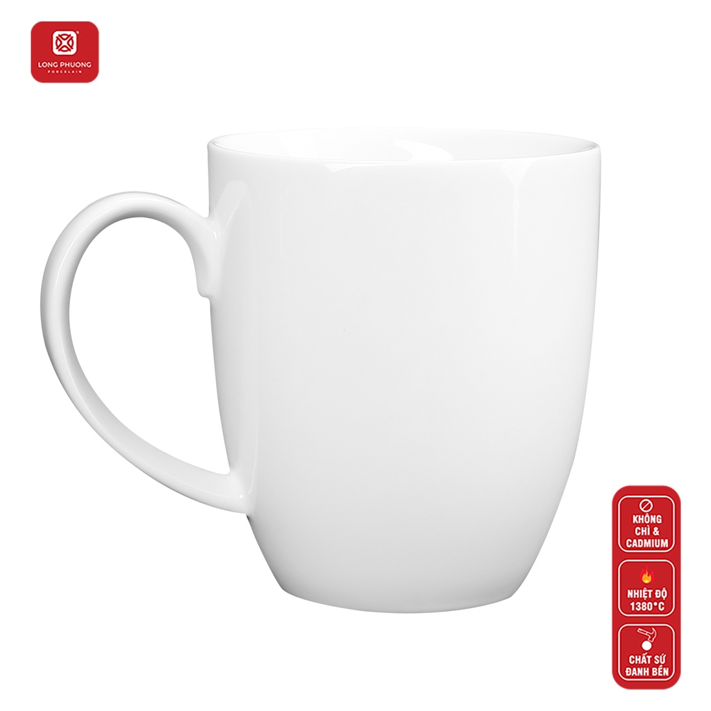 Ca Long Phương bầu bằng sứ trắng - Dùng uống nước cho văn phòng - Dung tích 220ml đến 440ml