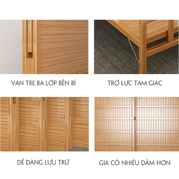 Giường tre cao cấp, gấp gọn, Giường gấp đa năng. KT 100CM