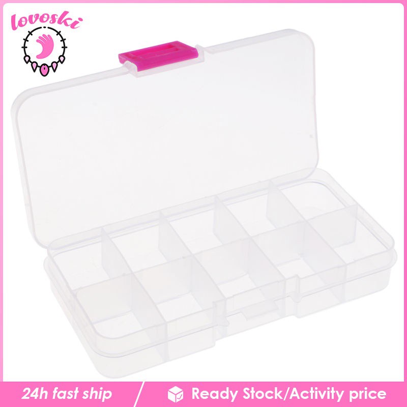 Hộp Nhựa Trong Suốt 10 Ngăn Đựng Trang Sức