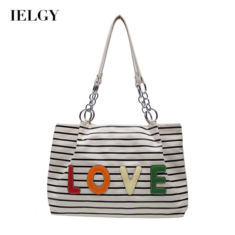 IELGY Túi Đeo Vai Bằng Vải canvas Cỡ Lớn In Chữ Thời Trang Cho Nữ