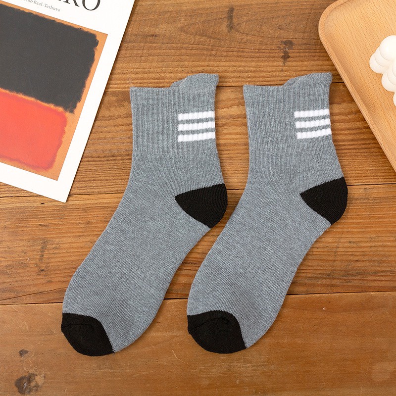 Tất Cổ Cao Vớ Cổ Cao Nam Nữ Màu Phôi Sọc Gót 366 Vải Cotton Co Giãn Thời Trang - Hazo