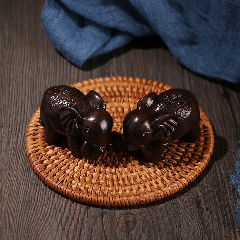 Tượng voi bằng gỗ mini tùy chọn màu sắc dùng trang trí