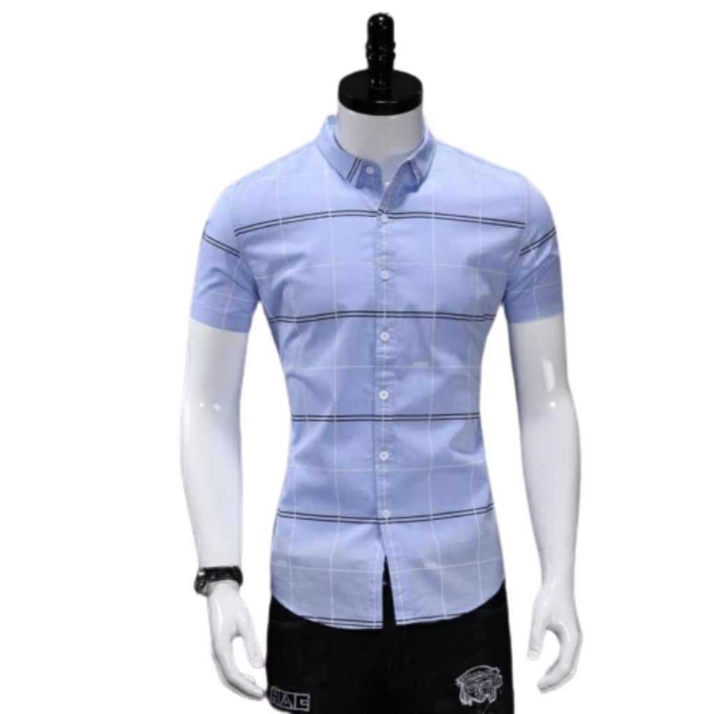 Áo Sơ Mi Nam Tay Ngắn Caro Hàn Quốc Họa Tiết Paris ❤️ Sơ Mi Nam Caro Ngắn Tay Thời Trang PONIVA Phong Cách