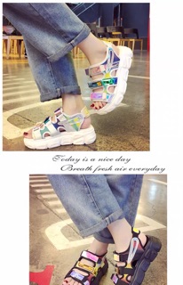 (order) Sandal Ulzzang đế độn 5cm mix Hologram