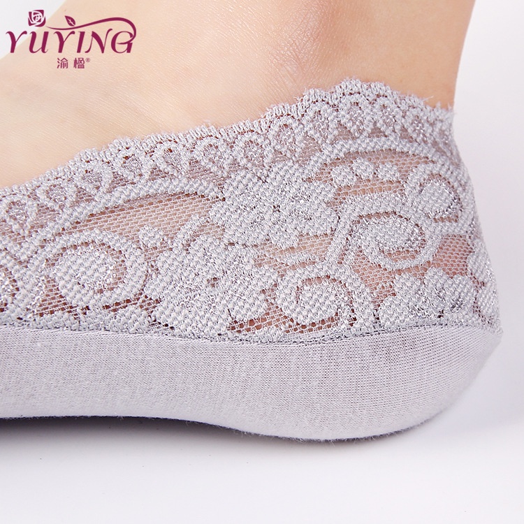 WAFNHA D319 Vớ Cổ Thuyền Chống Trượt Bằng Silicone Phối Ren Mỏng Dành Cho Nữ