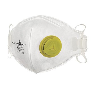 Hộp 10 cái khẩu trang lọc bụi pm2.5 có van, tiêu chuẩn en149 và niosh n95, hãng delta plus