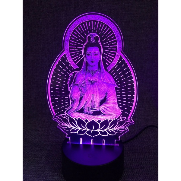 Đèn ngủ led 3D 16 màu HÌNH PHẬT QUAN ÂM BỒ TÁT, khắc hình theo yêu cầu, quà tặng kỉ niệm, để bàn, trang trí xe ô tô