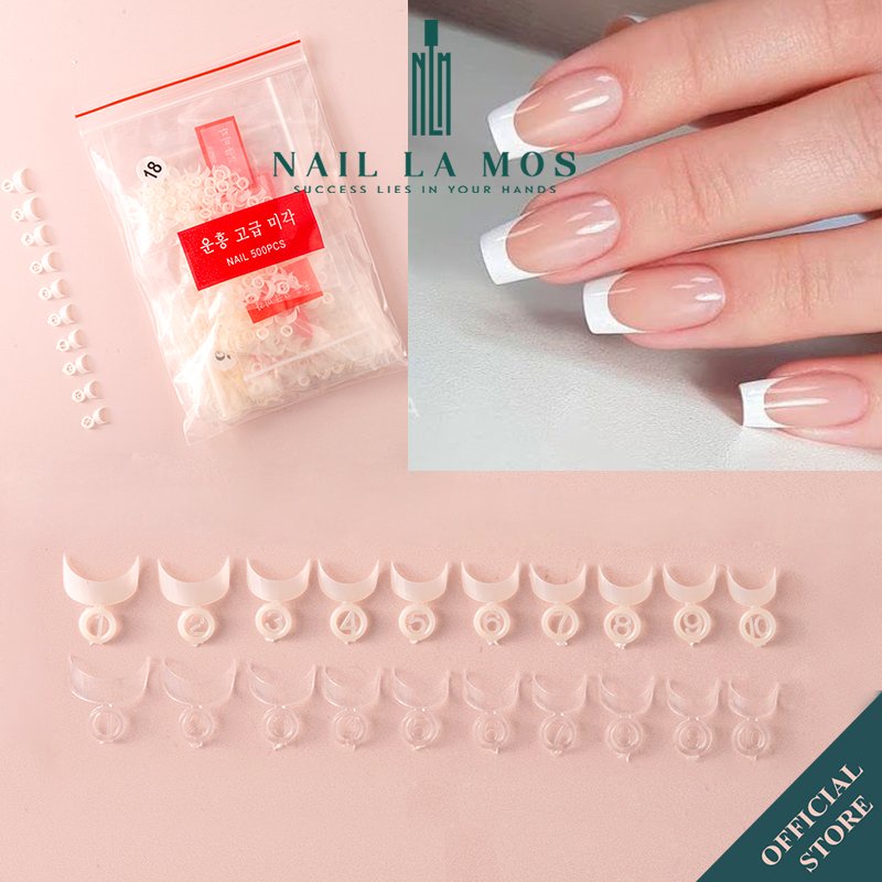 Móng nối fen đầu móng Hàn Quốc - túi 500 chiếc phen đầu móng phom chuẩn, chất liệu nhựa dẻo đủ size