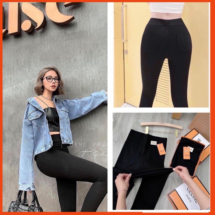 Quần Legging Nữ Nâng Mông Tôn Dáng Cạp Cao Có Túi Thun Ôm Siêu Co Dãn 4 Chiều Có Hộp CILINE VNXK