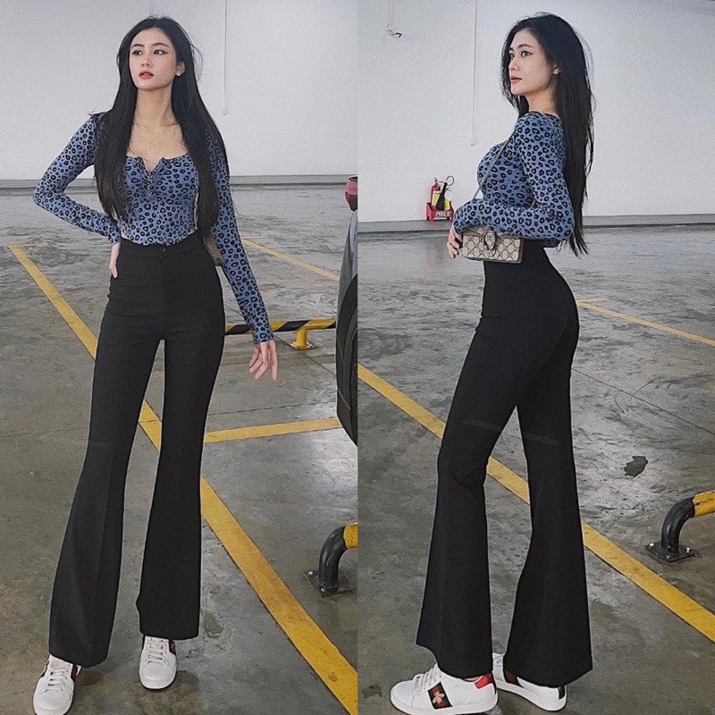 Quần Ống Loe Cạp Cao Gen Bụng Siêu Tôn Dáng