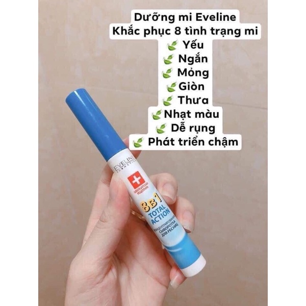 DƯỠNG MI EVELINE 8 IN 1 TOTAL ACTION LASH THERAPY LÀM DÀY VÀ DÀI MI