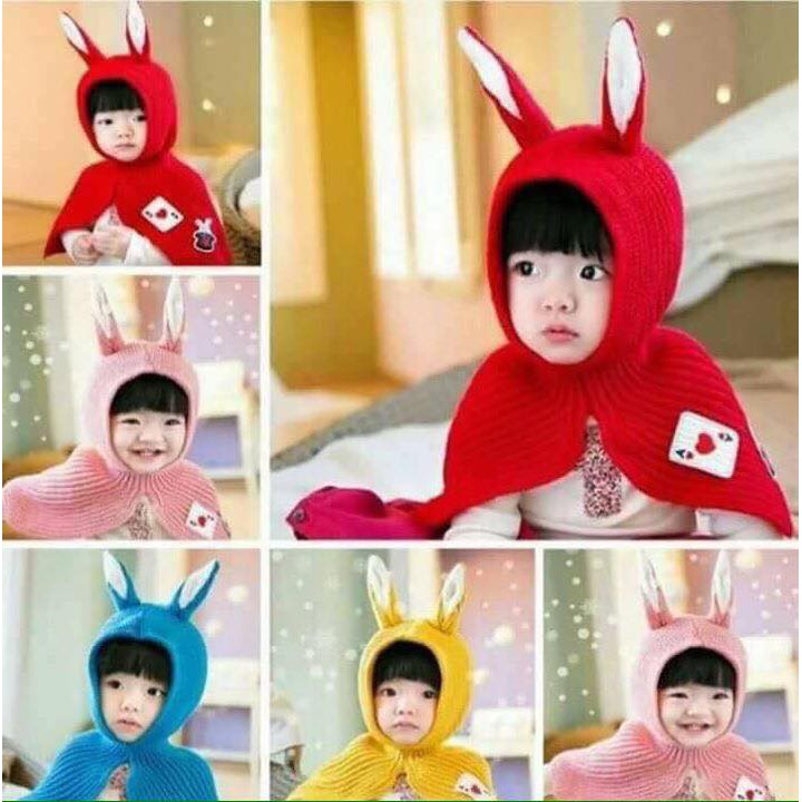Mũ len trùm cổ cho bé